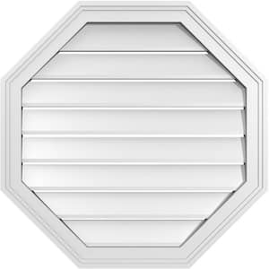 26" x 26" Octagonal Surface Mount PVC Gable Vent: Functional with Brickmould Frame