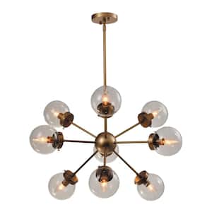 Providence 9-Light Gold Sputnik Chandelier with Clear Glass Shade