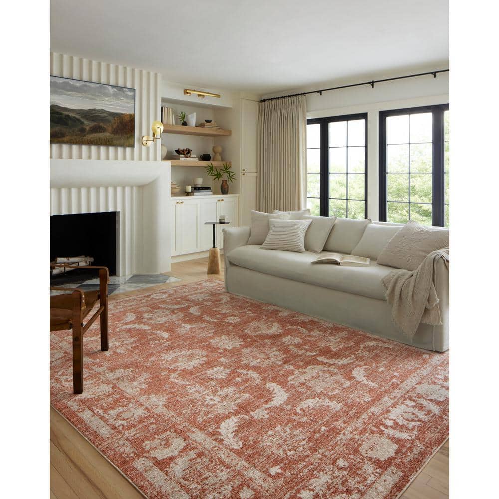 Odette Rust and Ivory Synthetic Rectangular Accent Rug