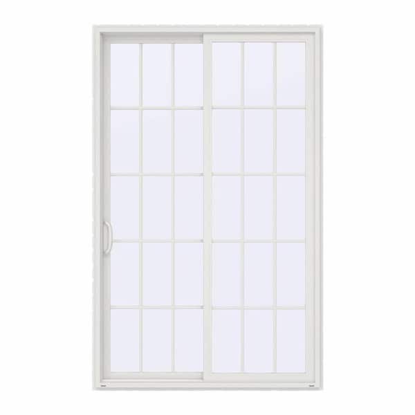 JELD-WEN 60 in. x 96 in. V-4500 Contemporary White Vinyl Left-Hand 15 Lite Sliding Patio Door