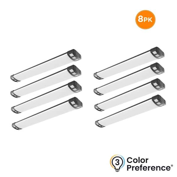 8-Pack NUDECO 4 ft. x 6 in. 4500 Lumens, Integrated LED Dimmable Black Wraparound Light, Selectable 3000K 4000K 5000K