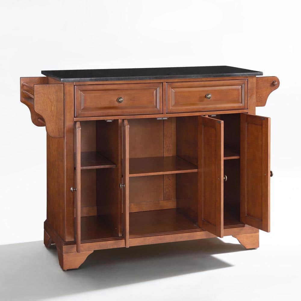 Lafayette Cherry Wood Kitchen Island with Black Granite Top