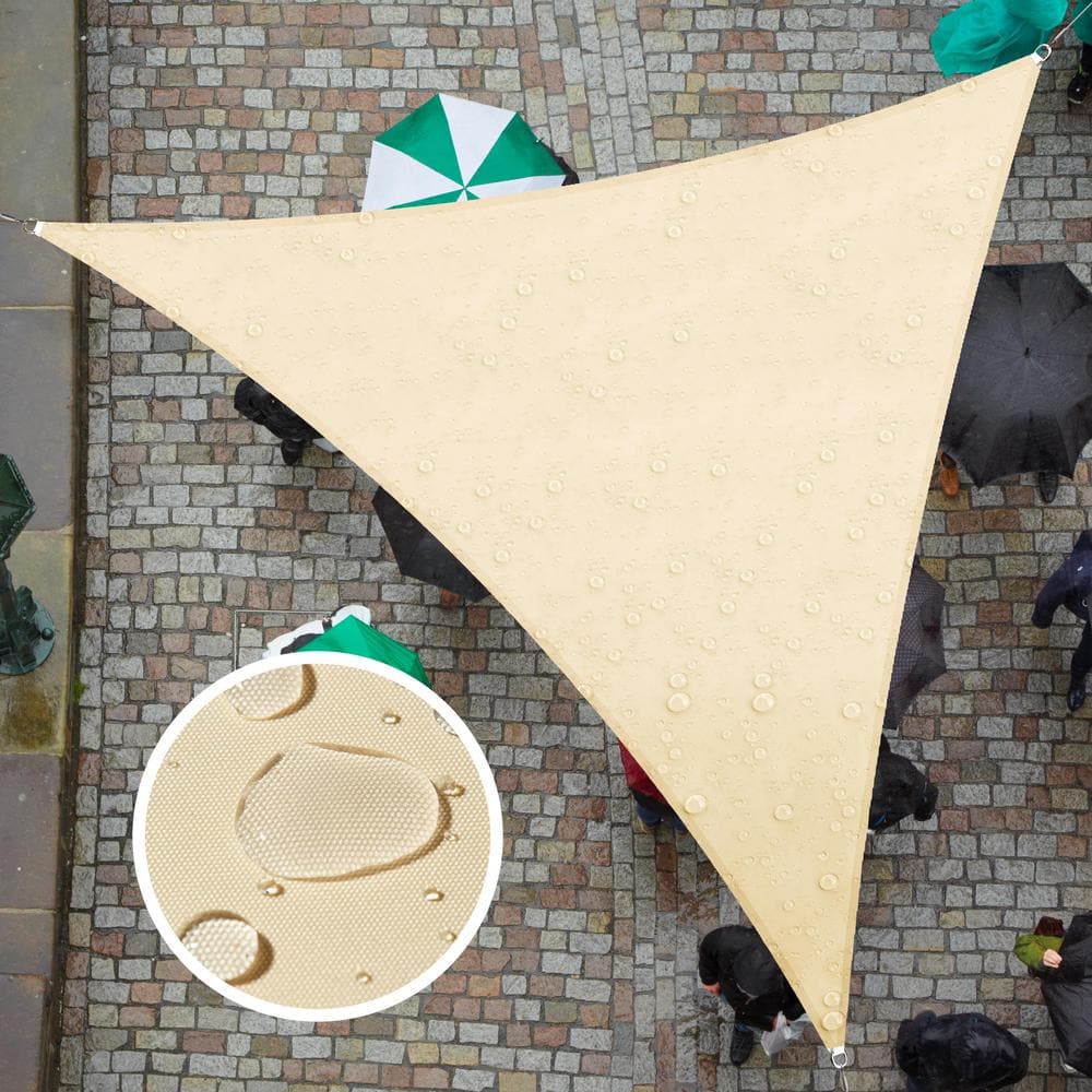 Beige 12 ft. Triangle Waterproof Sun Shade Sail with Installation Kit