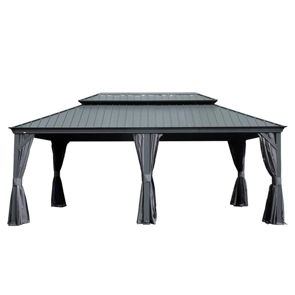 domi outdoor living 12 ft. x 20 ft. Gray Metal Gazebo with