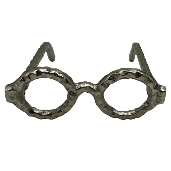 Goggles Series Silver 2.5 in. x 7.5 in. Round Aluminum Metal Decorative Sculpture