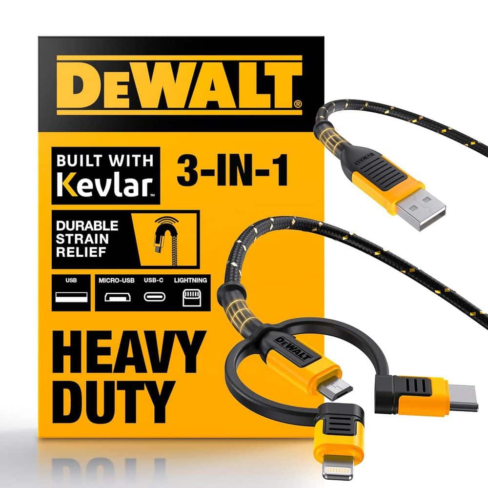 DEWALT Reinforced 3-In-1 Cable for Lightning, USB-C and Micro-USB 131 1356  DW2 The Home Depot