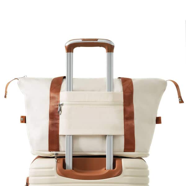 3-Piece Cream Carry-on and Lightweight Hardshell ABS Luggage Set