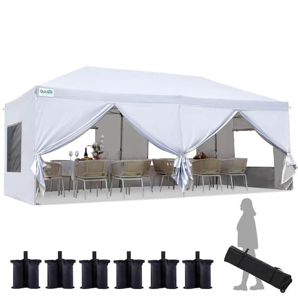 10 ft. x 20 ft. Pop Up Canopy with Sidewalls, Adjustable Height, Waterproof UV Resistant Outdoor Canopy Tent
