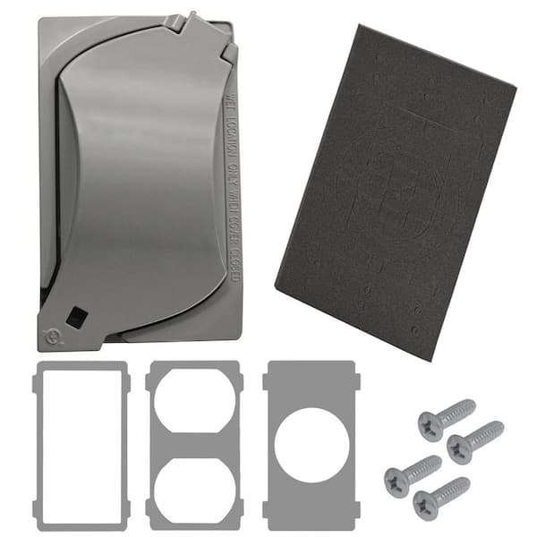 1-Gang Metal Weatherproof Universal Electrical Outlet Cover, Gray