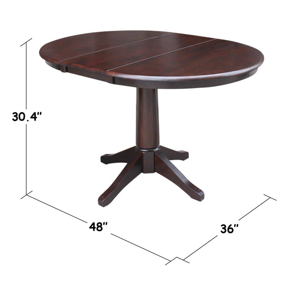Espresso Oval Extendable Wood Dining Table with Leaf