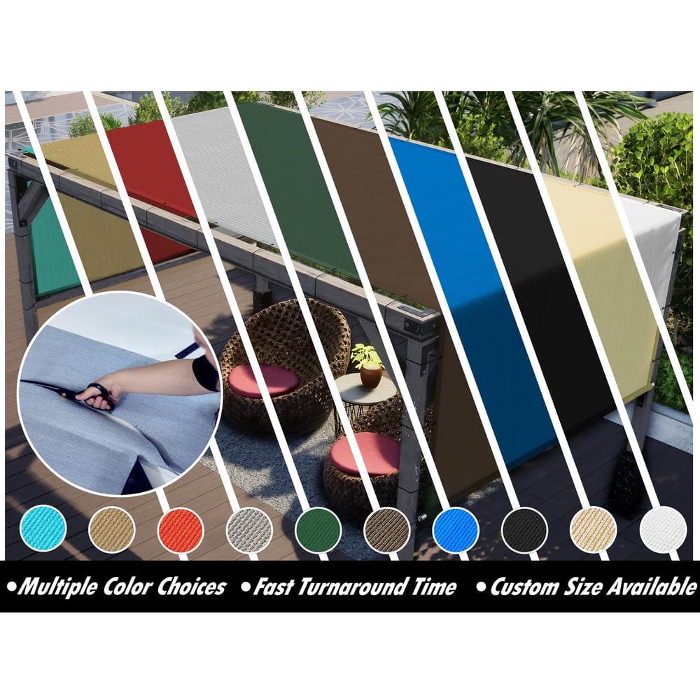 Beige 10' x 20' HDPE Pergola Shade Canopy with Stainless Steel Rods