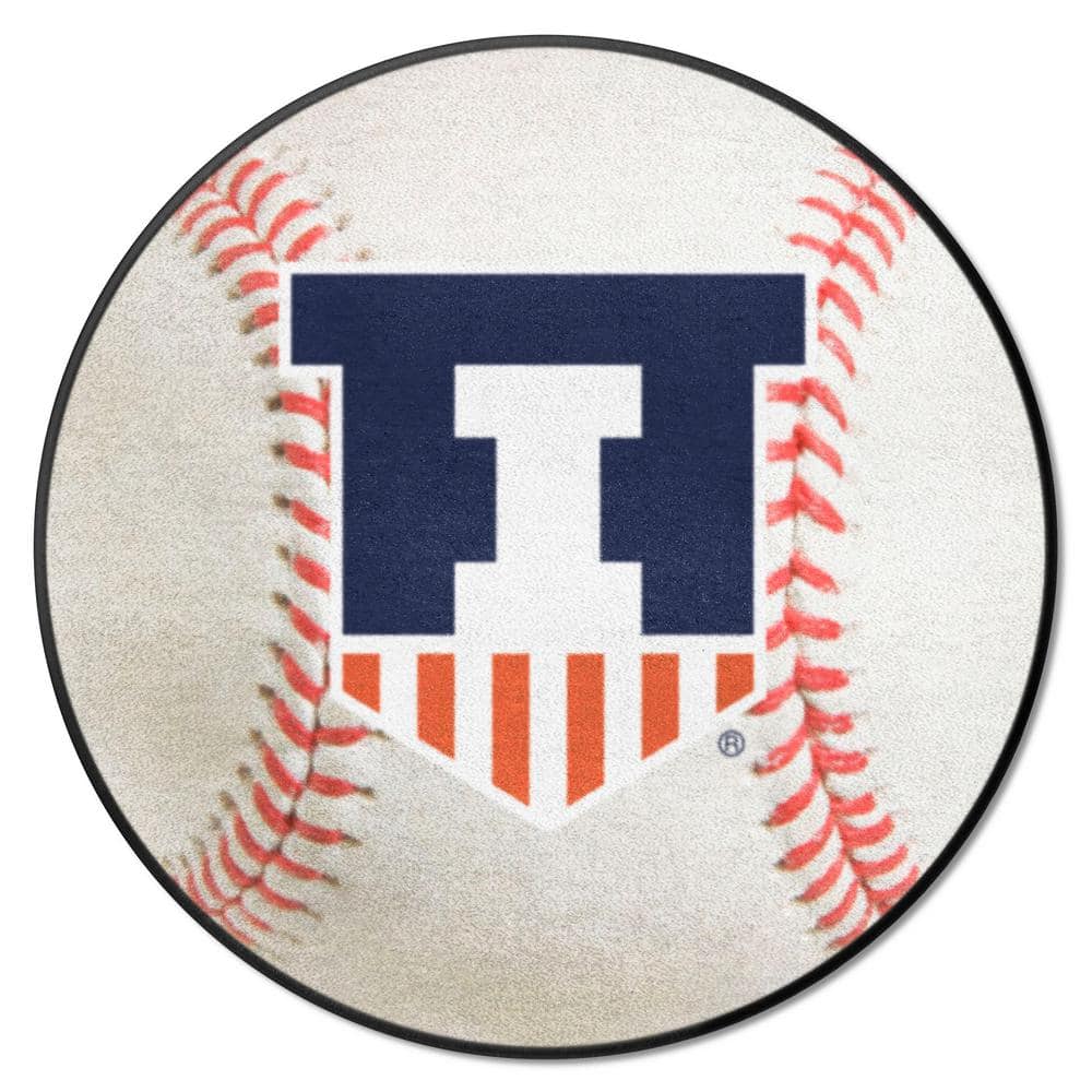 Illini Rug FANMATS Illinois Illini White 2 ft. Round Baseball Area Rug 36337 - The ...