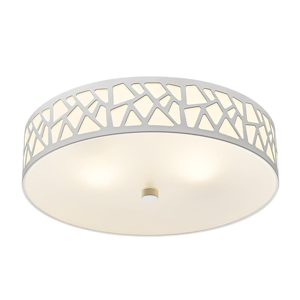 12 in. 2-Light White Flush Mount Ceiling Light with Frosted Glass