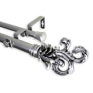 Plume 160 in. - 240 in. Adjustable 1 in. Dia Double Curtain Rod in Satin Nickel