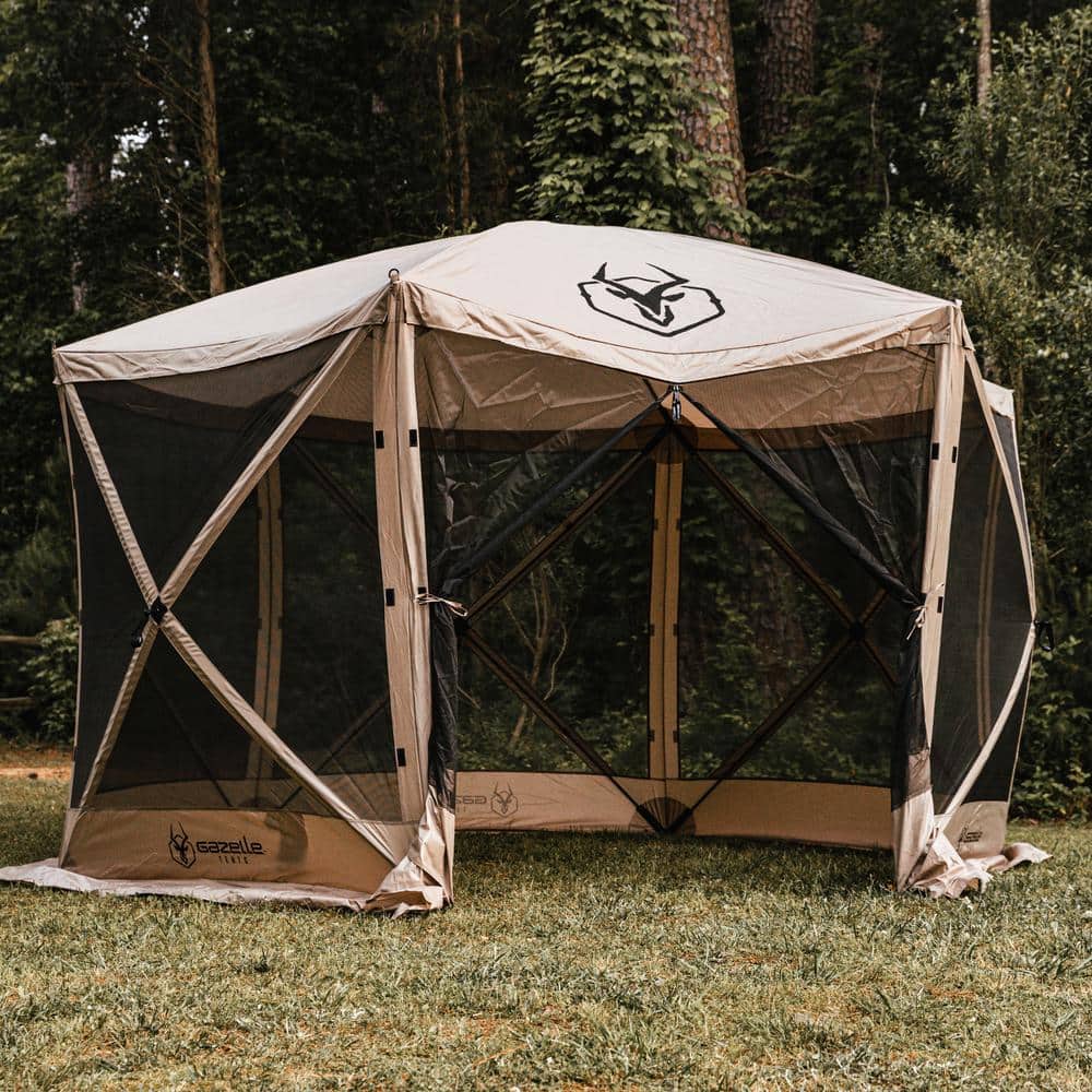 Desert Sand 10x10 Hexagon Fiberglass Portable Gazebo