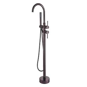2-Handle Residential Freestanding Bathtub Faucet with Hand Shower in Oil Rubbed Bronze