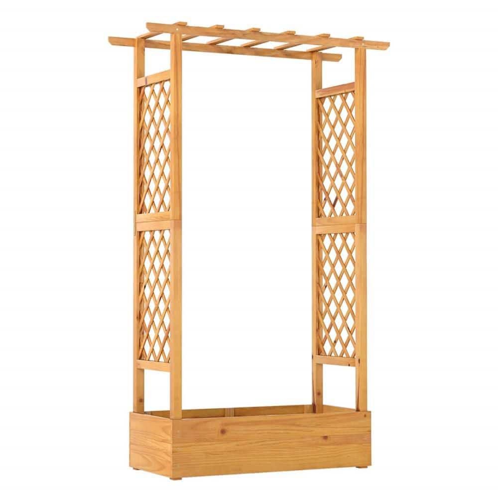"1 PCS 70"" Wooden Raised Garden Bed with Lattice Trellis, Hanging Roof, Open-Ended Base" price history on PriceWatchPro