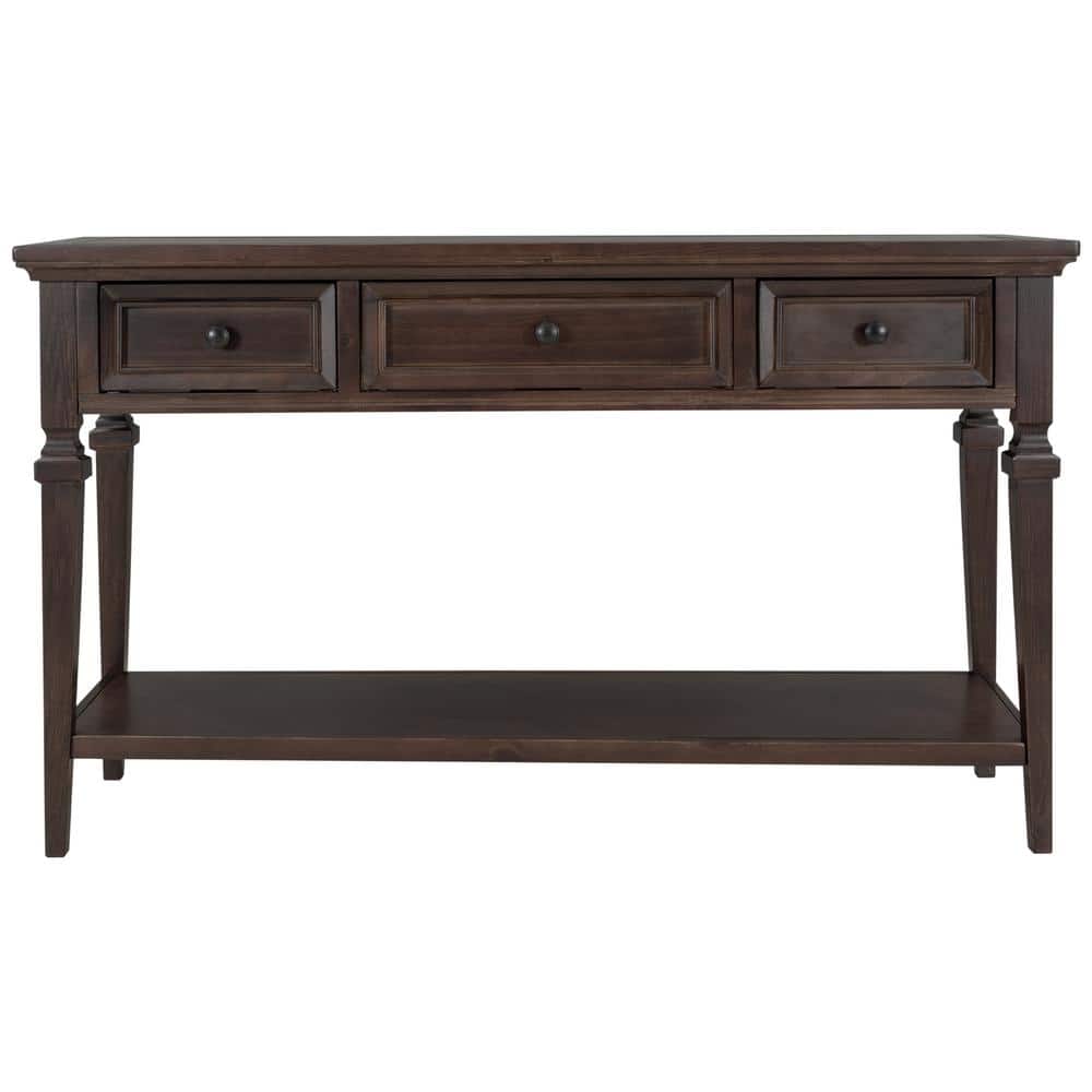 50 in. W x 15 in. D x 30 in. H Espresso Brown Linen Cabinet Console Table w