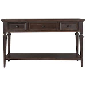 50 in. W x 15 in. D x 30 in. H Espresso Brown Linen Cabinet Console Table with 3 Top Drawers and Open Style Bottom Shelf