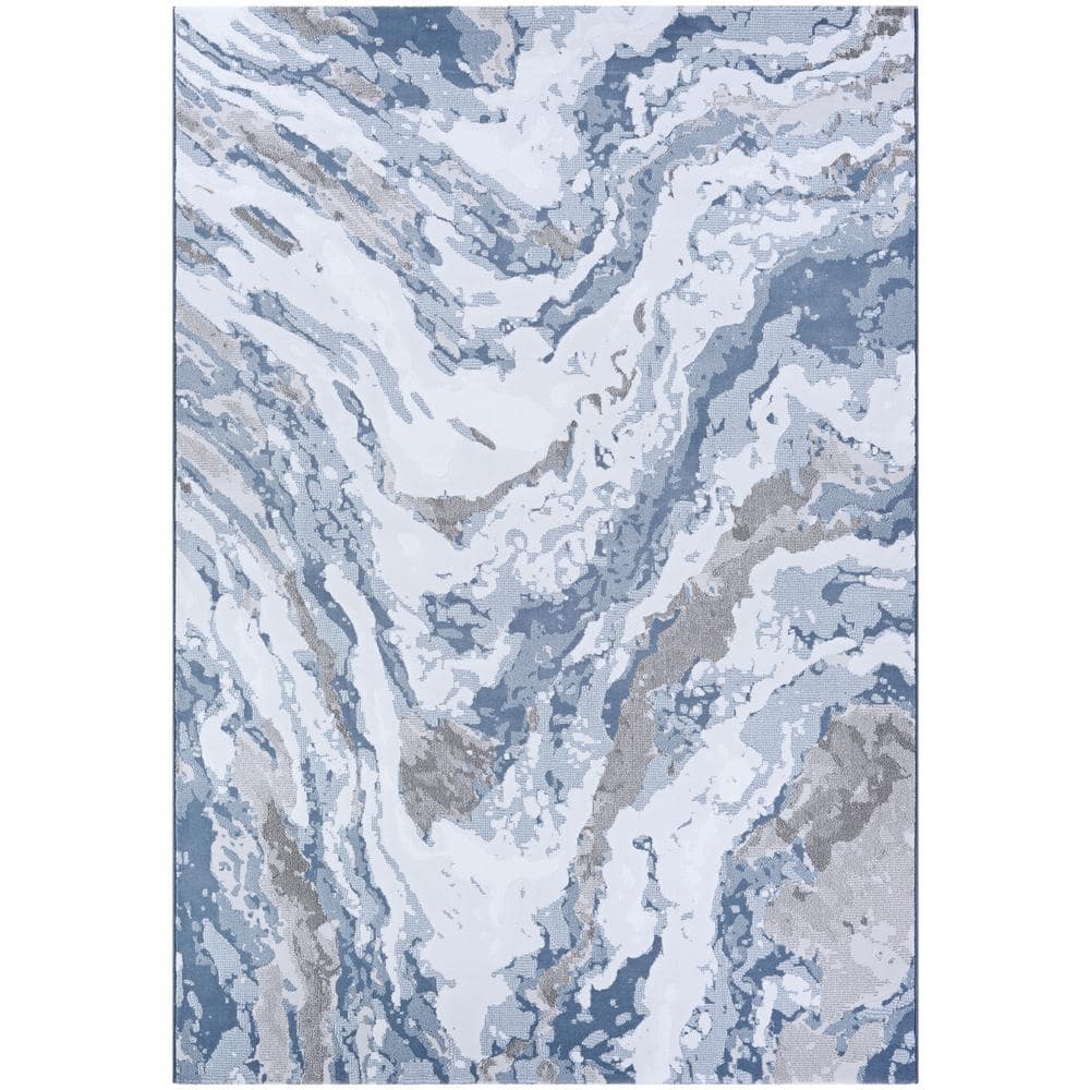 Couristan Serenity Abstract Marble Grey-Opal 8 ft. x 11 ft. Area Rug ...