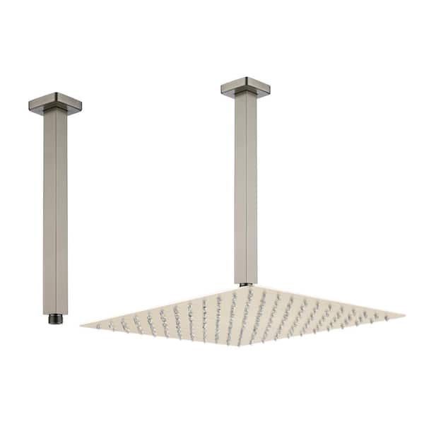 Unbranded 11.8 in. Stainless Steel Celling Mounted Square Shower Arm with Flange in Nickel