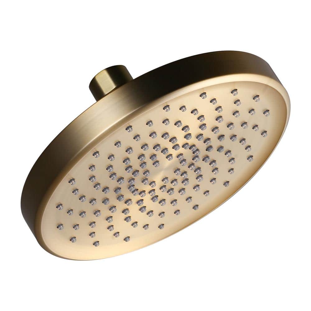 ALEASHA 1-Spray Patterns with 1.8 GPM 6 in. Wall Mount Rain Fixed Shower Head in Gold