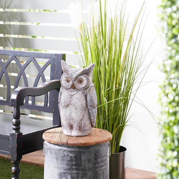 Litton Lane 17 in.  Polystone Indoor Outdoor Owl Garden Sculpture