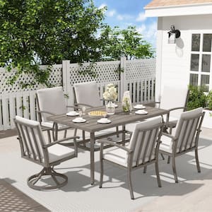 ꙳★*゜♻️ PATIO ꙳★*゜ OVIOS Vinceny Gray 9-Piece Wicker Patio Rectangle Fire Pit