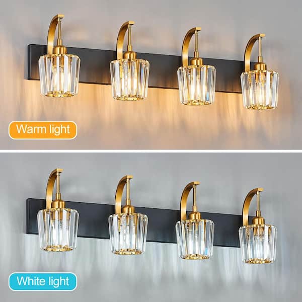 ZHLWIN Home Lighting 32.67 in. 4-Light BlackGold Conical Vanity