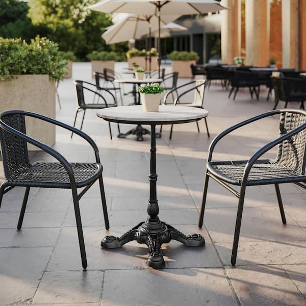 Acadia Round White Faux Marble Wood 23.5 in. with Seamless Surface Technology Dining Table Seats 2-Table Top Only