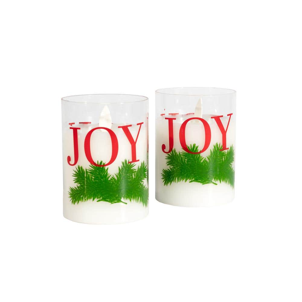 LUMABASE JOY Battery Operated LED Glass Candles with Moving Flame (Set
