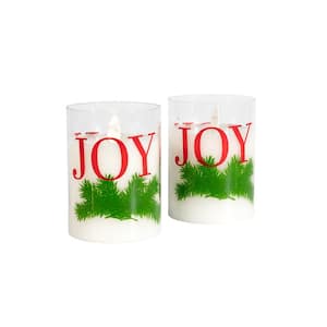 JOY Battery Operated LED Glass Candles with Moving Flame (Set of 2)