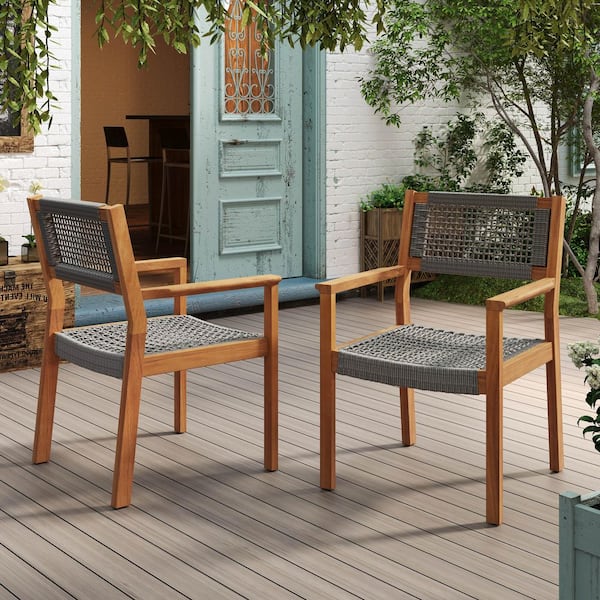 Unbranded Set of 2 Braided Dining Chairs, natural rope seats, 400 lbs. Capacity, for Indoor and Outdoor Use