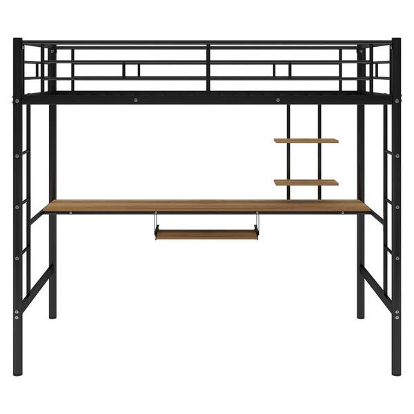 41.4 in. W Black Metal Twin Size Loft Bed with Desk and Shelf for Space  Saving Design EC-LBB-4264 - The Home Depot