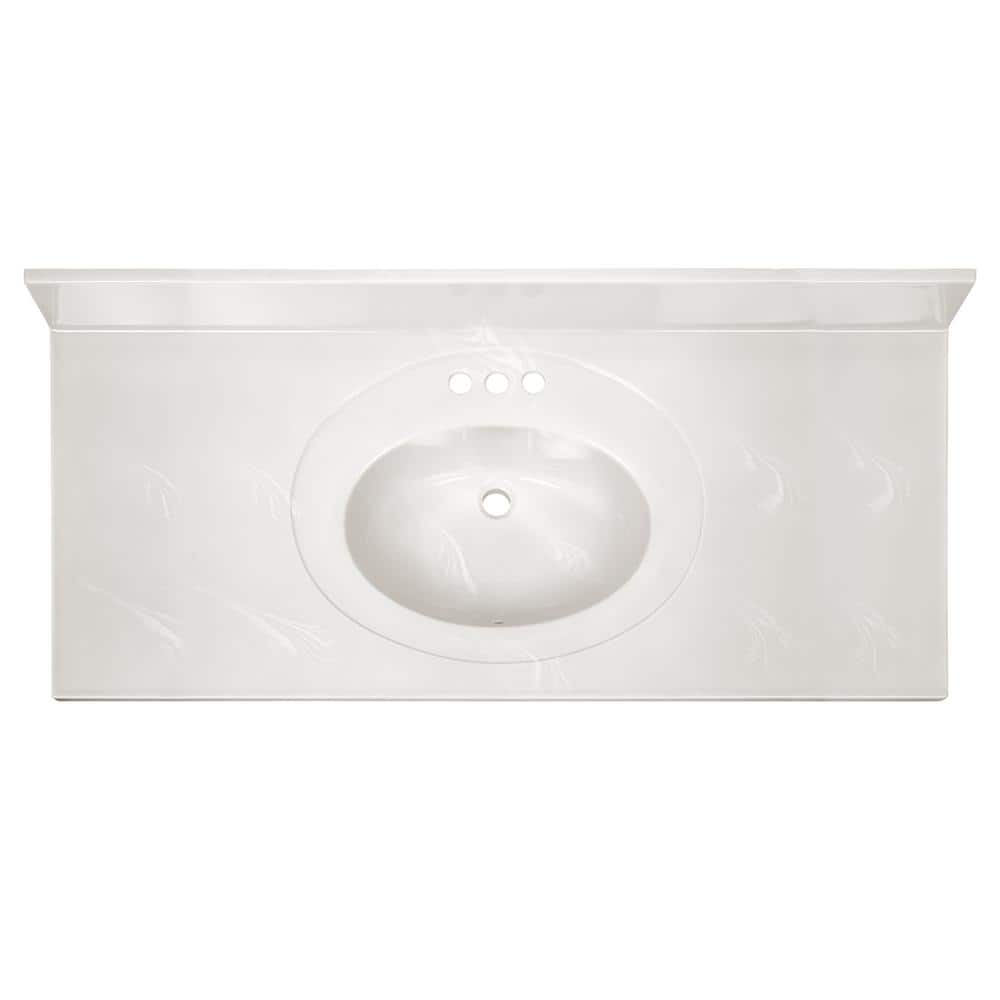49-Inch White Cultured Marble Vanity Top with Backsplash