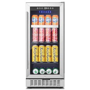 15 in. Built-in Single Zone 100-Cans Beverage Cooler Fridge in Stainless Steel