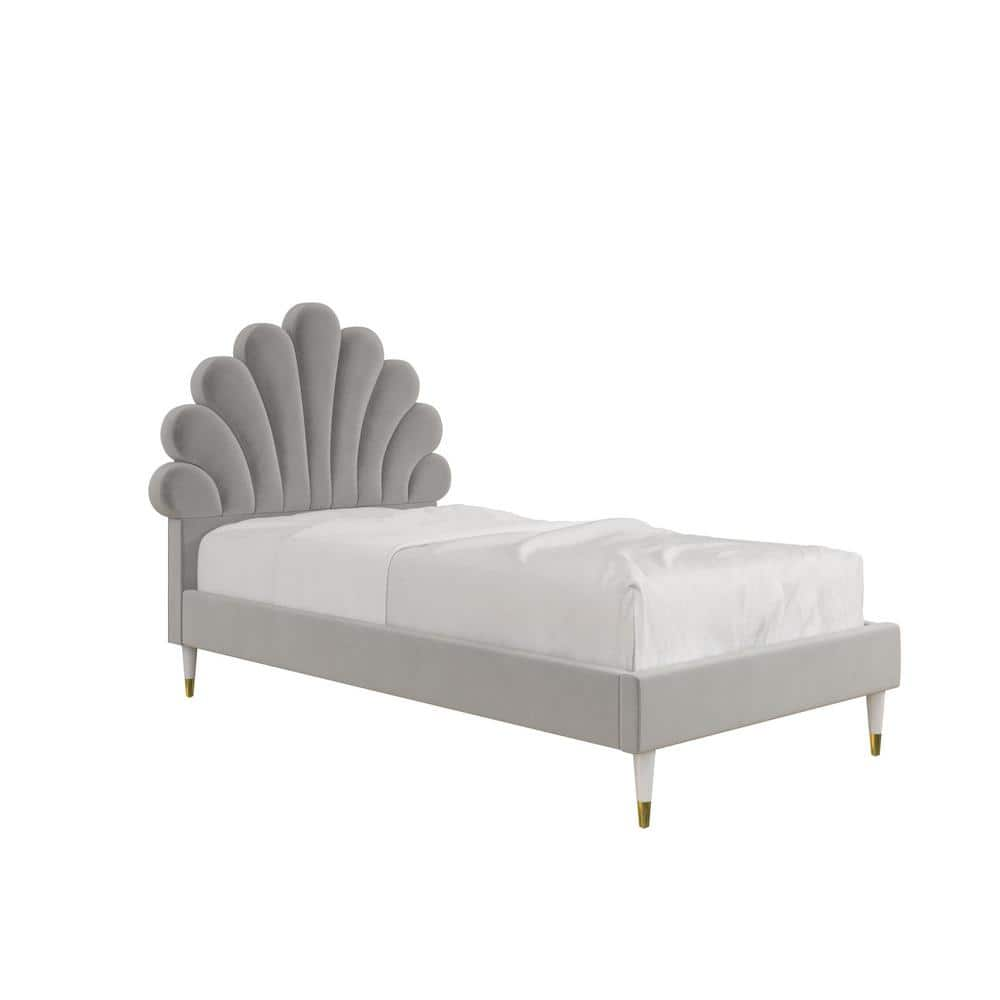 Novogratz Monarch Hill Gray Upholstered Poppy Twin Size Bed Frame ...