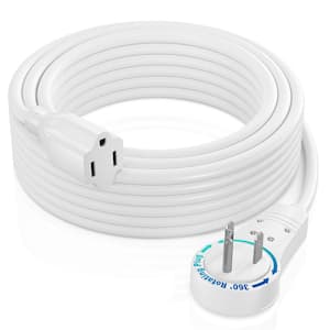 25 ft. 16/3 Light Duty Indoor Extension Cord with 360-Degree Rotating Flat Plug 13 Amp, White