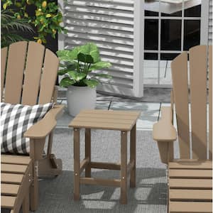 Mason 18 in. Weathered Wood Poly Plastic Fade Resistant Outdoor Patio Square Adirondack Side Table