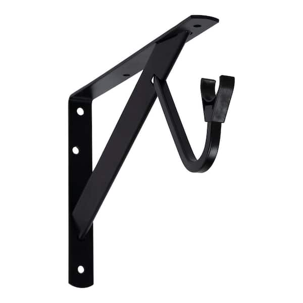 12.5 in. L Matte Black Steel Heavy-Duty Shelving and Rod Bracket