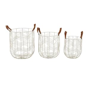 Silver Metal Glam Storage Basket 16 in., 14 in., and 12 in. (Set of 3)
