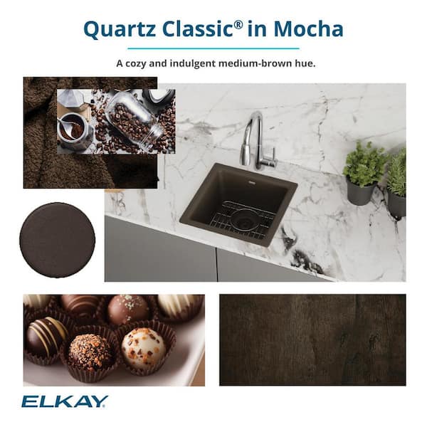 Elkay Quartz Classic 33 inch Undermount Sink, Mocha ELGUAD3319PDMC0