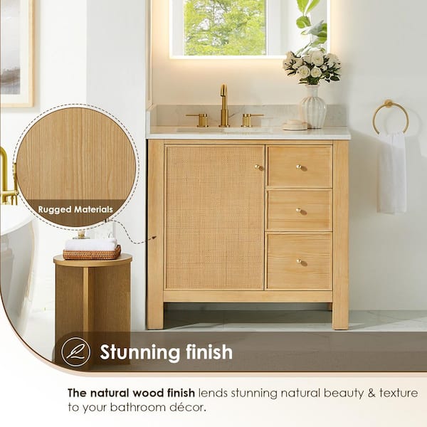 Altair Cedar 36 in. Single Freestanding Natural Wood Bath