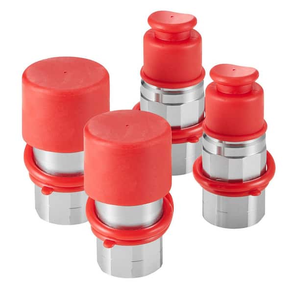 VEVOR 1/2 in. Flat Face Hydraulic Couplers, 1/2 in. NPT Skid Steer Hydraulic Quick Connect Couplers with 4 Dust Caps(ISO16028)