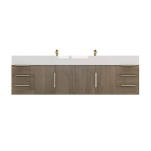 Bethany 71 in. W. x 20 in. D x 22 in. H Double Sink Floating Bath Double Vanity in Light Oak with White Acrylic Top