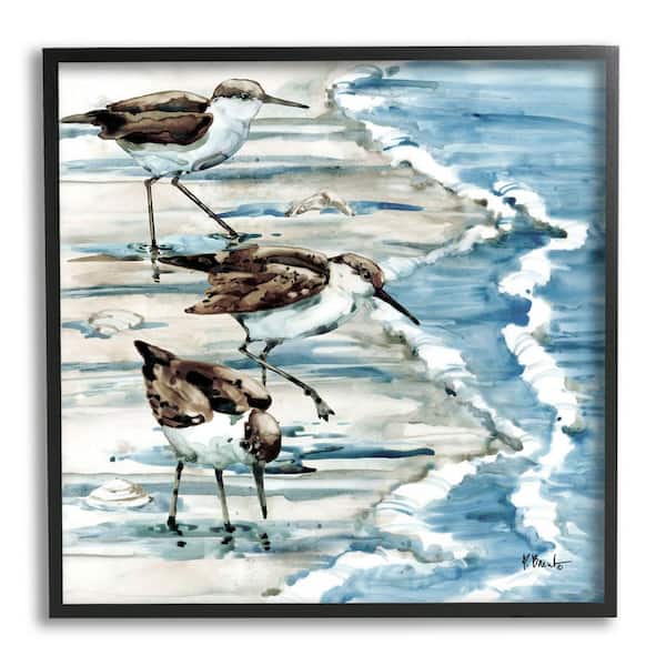 The Stupell Home Decor Collection Rockhampton Sandpipers Beach Ripples Design By Paul Brent Framed Animal Art Print 17 in. x 17 in.