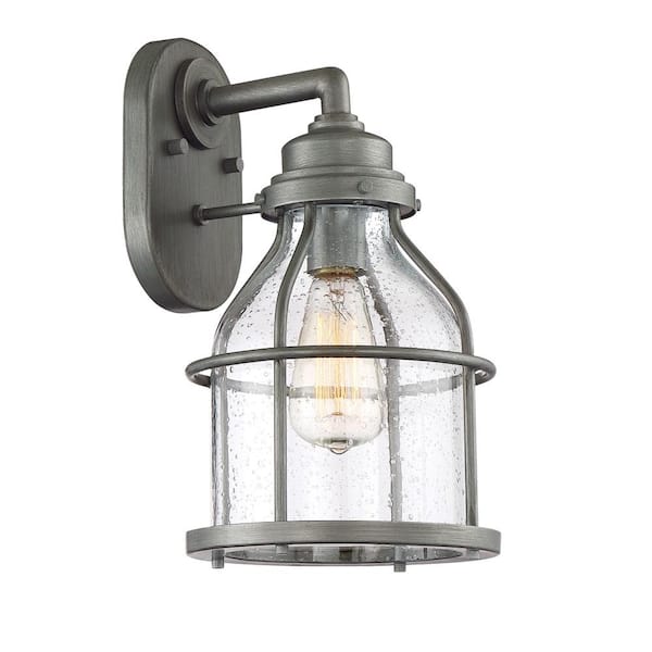 Designers Fountain Brensten 13.75 in. Weathered Iron 1-Light Outdoor Line Voltage Wall Sconce with No Bulb Included