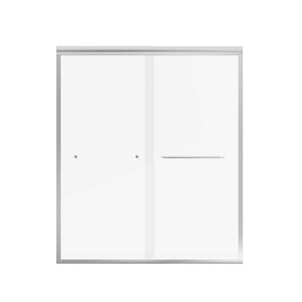 Boosicavelly 60 in. W x 70 in. H Double Sliding Semi-Frameless Shower Door in Chrome Finish with Clear Glass