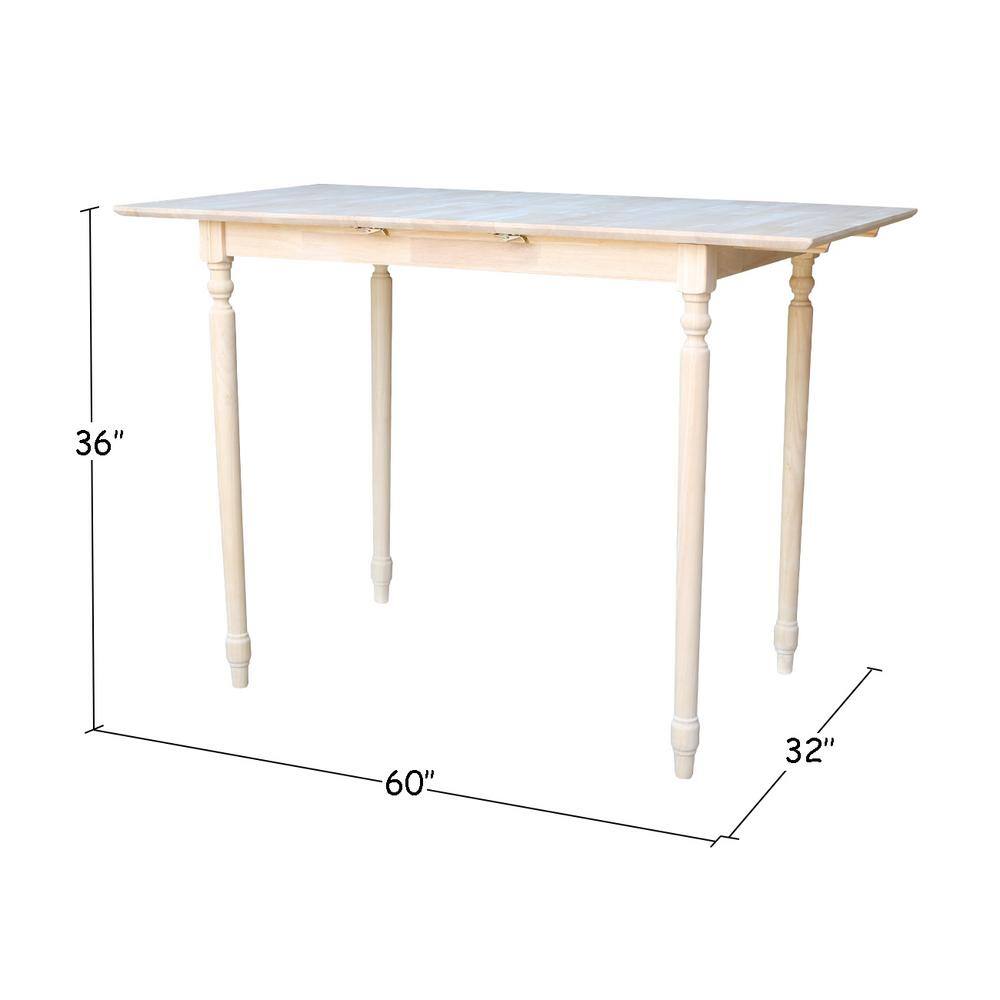 Rustic Solid Wood Extendable Counter Height Dining Table