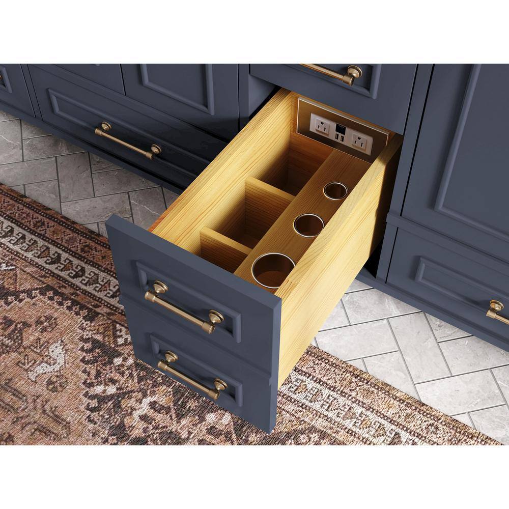Hudson 60'' Navy Blue Solid Wood Single Bathroom Vanity with Quartz Top